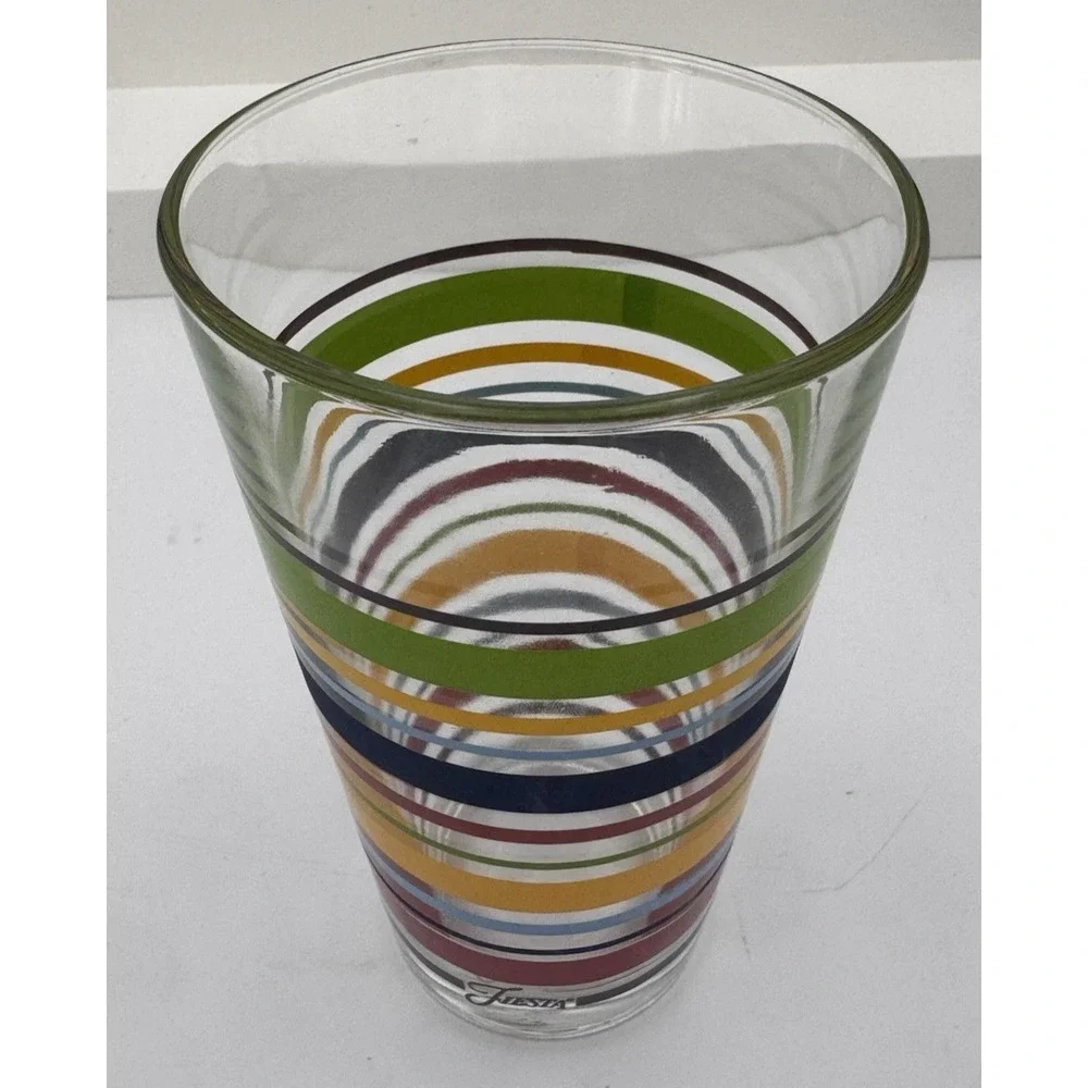 Libbey Fiestaware Tumblers Fiesta Stripes Mambo Drinking Glass 16oz Retired 6 Pc